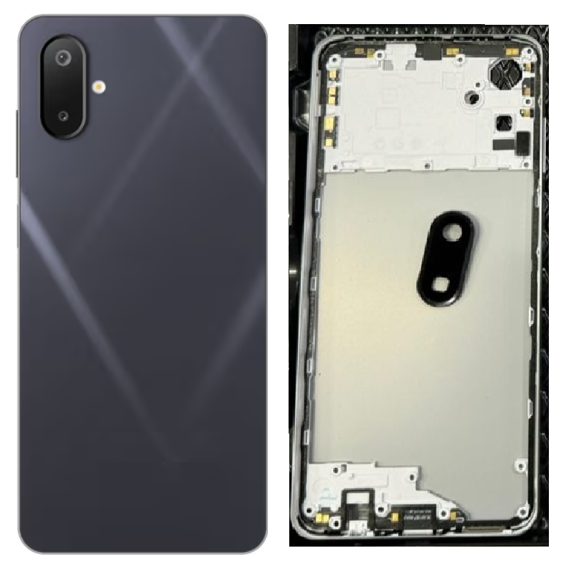 Compatible Replacement Samsung Galaxy M06 5G Full Body Housing Replacement Back Frame Middle Chassis with Side Keys – Orange, Green, Black & White Color: BLACK
