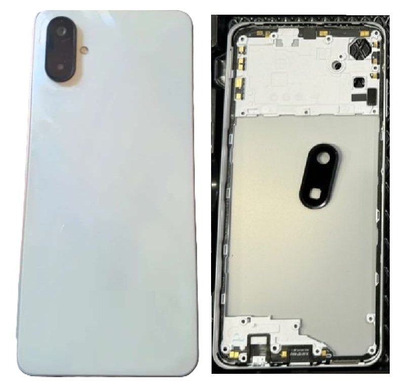 Compatible Replacement Samsung Galaxy M06 5G Full Body Housing Replacement Back Frame Middle Chassis with Side Keys – Orange, Green, Black & White Color: WHITE
