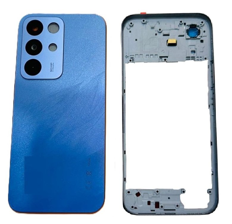 Compatible Replacement Realme C85 5G Full Body Housing Replacement Back Frame Middle Chassis with Side Keys – Blue, Brown & Purple Color: BLUE