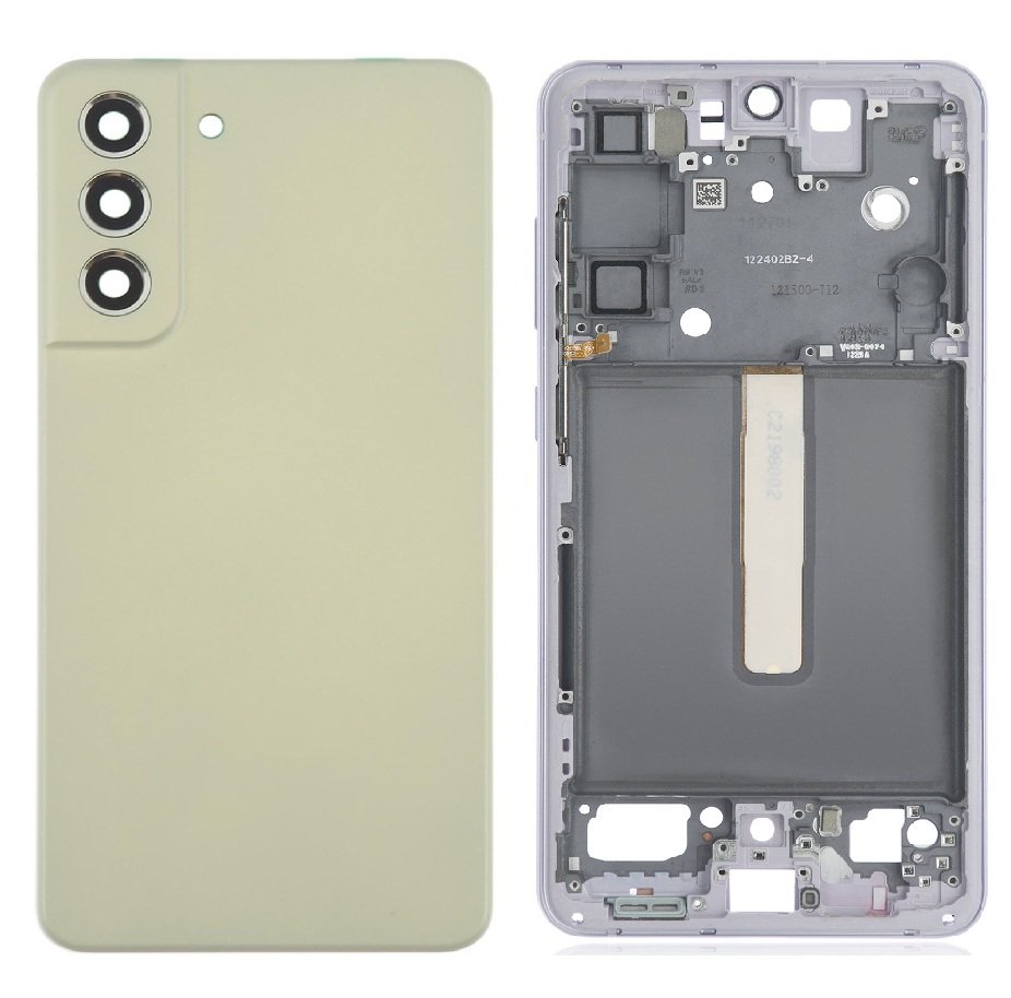 Compatible Replacement Samsung Galaxy S21 FE 5G Full Body Housing Replacement Back Frame Middle Chassis with Side Keys – Black, Dark Blue, Gold, White & Purple Color: GOLD