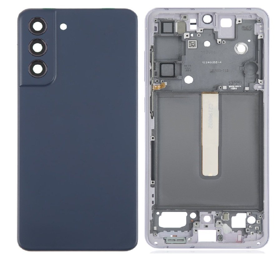 Compatible Replacement Samsung Galaxy S21 FE 5G Full Body Housing Replacement Back Frame Middle Chassis with Side Keys – Black, Dark Blue, Gold, White & Purple Color: DARK BLUE