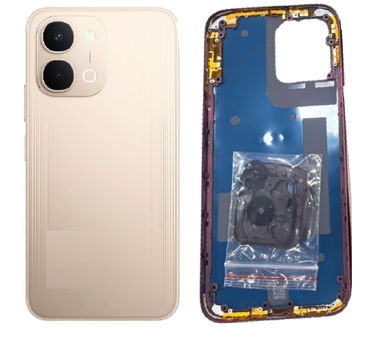 Compatible Replacement Vivo Y51 Pro 5G Full Body Housing Replacement Back Frame Middle Chassis with Side Keys – Green, White, Maroon & Gold Color: GOLD