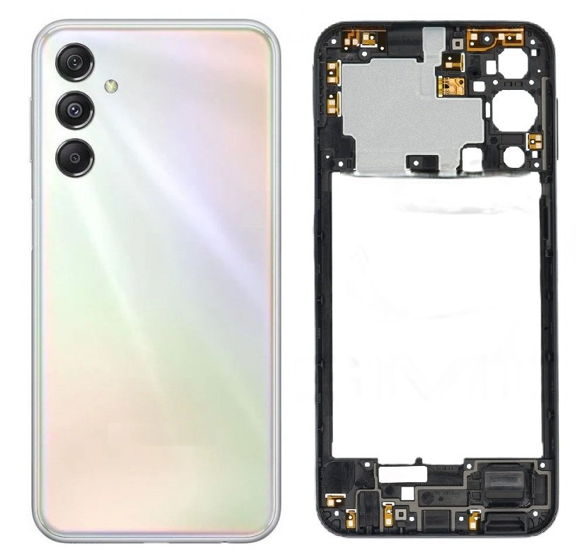 Compatible Replacement Samsung Galaxy M34 5G Full Body Housing Replacement Back Frame Middle Chassis with Side Keys – Black, White & Green Color: WHITE