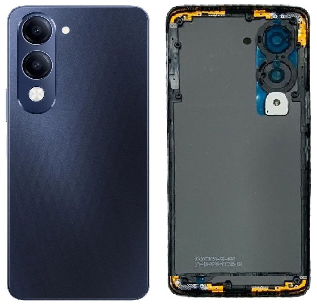 Compatible Replacement Vivo Y04 4G Full Body Housing Replacement Back Frame Middle Chassis with Side Keys – Purple, Gold & Black Color: BLACK