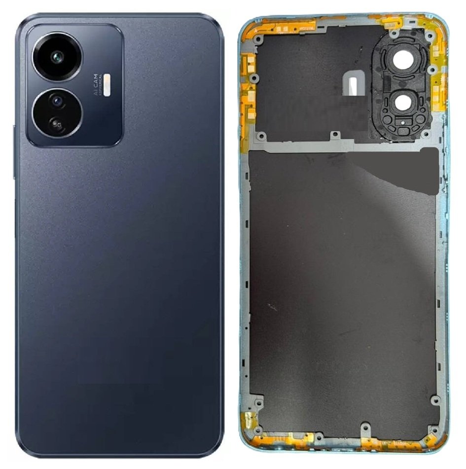 iQOO Z6 Lite 5G Full Body Housing Replacement Back Frame Middle Chassis with Side Keys – Black & Blue