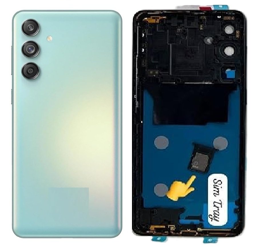 Compatible Replacement Samsung Galaxy F55 5G / M55 5G Full Body Housing Replacement Back Frame Middle Chassis with Side Keys – Orange, Green, Black & Blue Color: GREEN