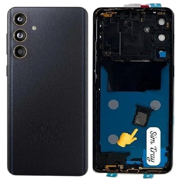 Compatible Replacement Samsung Galaxy F55 5G / M55 5G Full Body Housing Replacement Back Frame Middle Chassis with Side Keys – Orange, Green, Black & Blue Color: BLACK