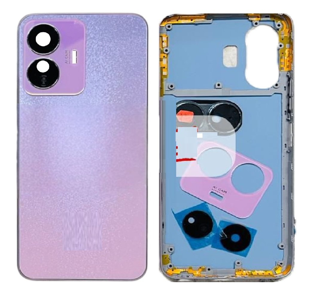 Compatible Replacement iQOO Z10 Lite 5G Full Body Housing Replacement Back Frame Middle Chassis with Side Keys – Black, Blue & Pink Color: PINK