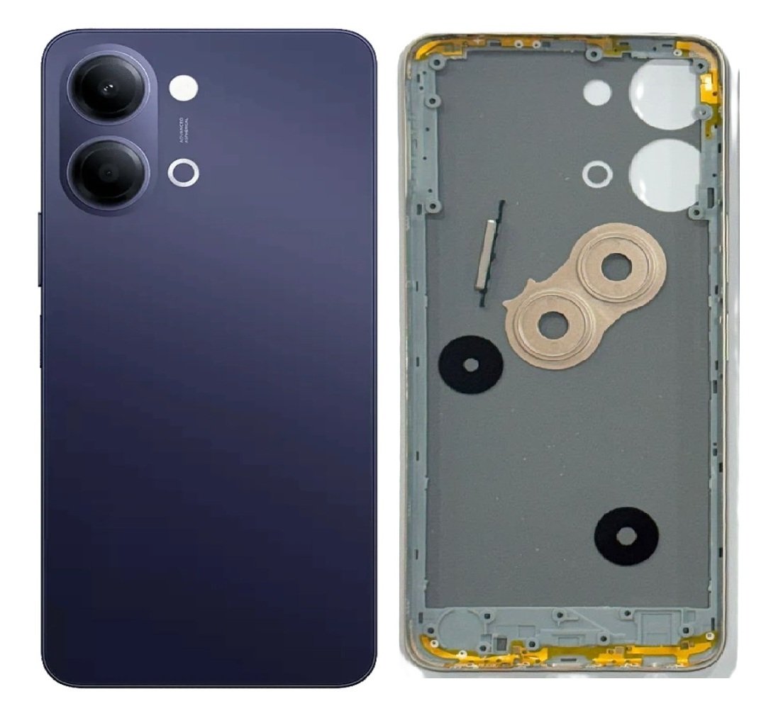 Compatible Replacement Vivo Y21 5G / Y05 5G Full Body Housing Replacement Back Frame Middle Chassis with Side Keys – White, Blue & Black Color: BLACK