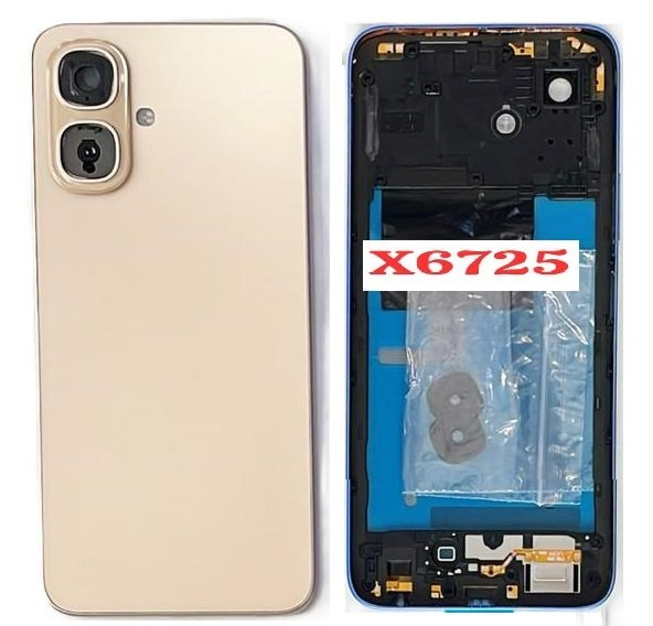 Compatible Replacement Infinix Smart 10 4G Full Body Housing Replacement Back Frame Middle Chassis with Side Keys – Black, Grey, Blue & Gold Color: GOLD