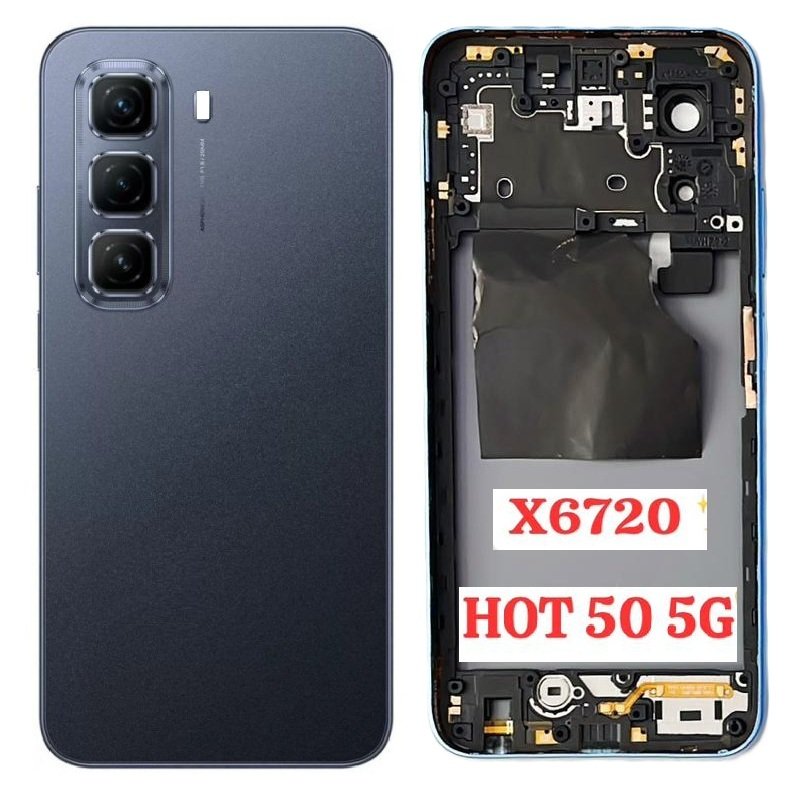 Infinix Hot 50 5G Full Body Housing Replacement Back Frame Middle Chassis with Side Keys – Black, White, Green & Blue