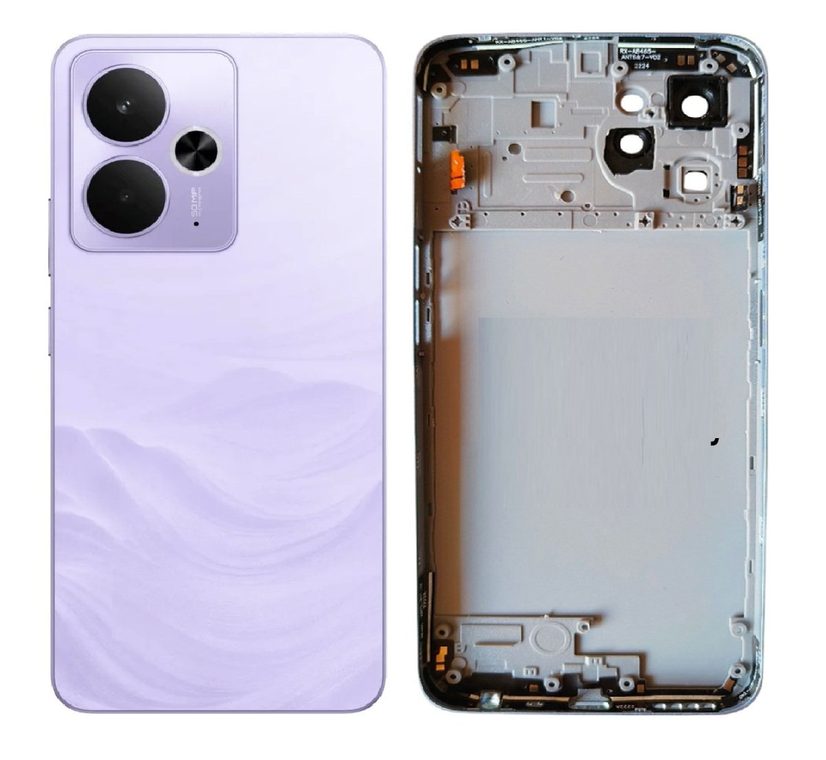Compatible Replacement Realme 14T 5G Full Body Housing Replacement Back Frame Middle Chassis with Side Keys – Black, Green & Purple Color: PURPLE