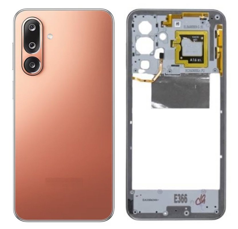 Compatible Replacement for Samsung Galaxy M36 5G Full Body Housing Back Frame Middle Chassis with Side Keys – Green, black & Orange Color: orange