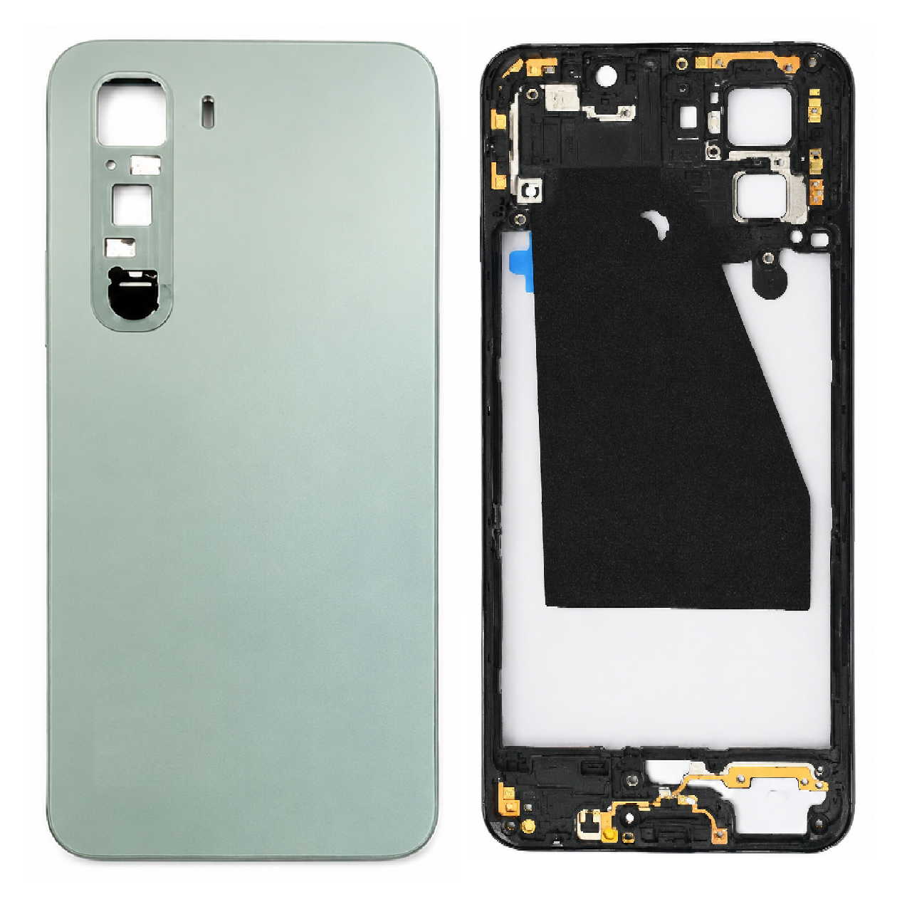 Compatible replacement Infinix Hot 60 5G Full Body Housing Replacement Back Frame Middle Chassis with Side Keys – Blue, Navy Blue & Green Color: Green.
