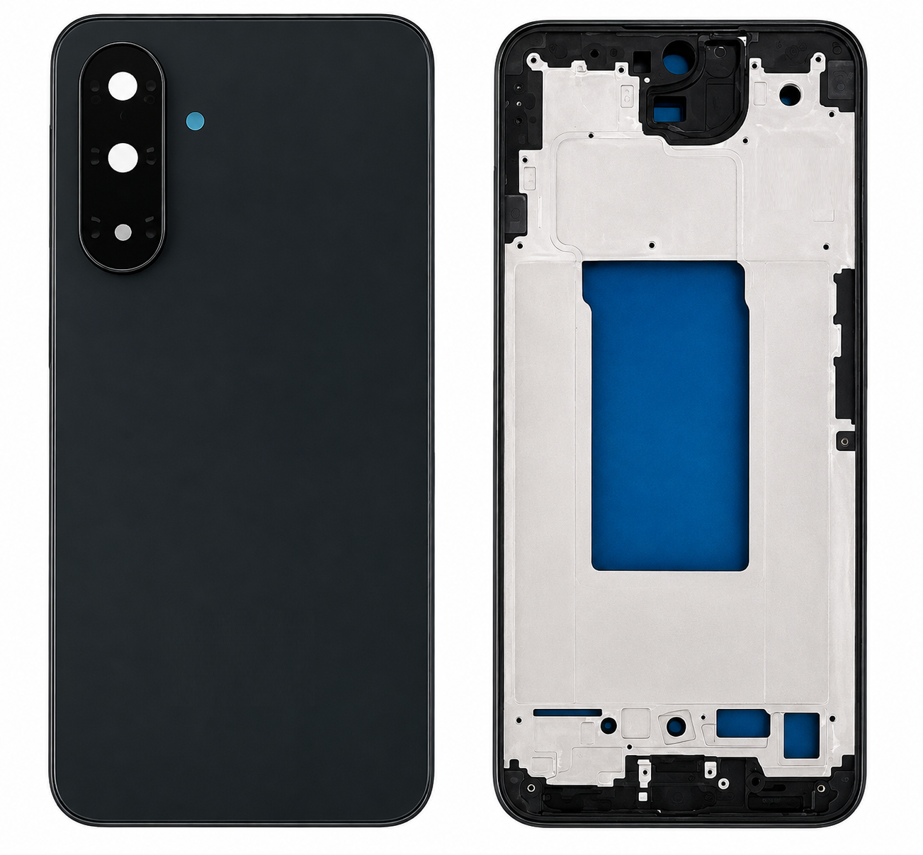 Compatible Replacement for Samsung Galaxy A36 5G Full Body Housing Back Frame Middle Chassis with Side Keys – White & Black Color: Black.