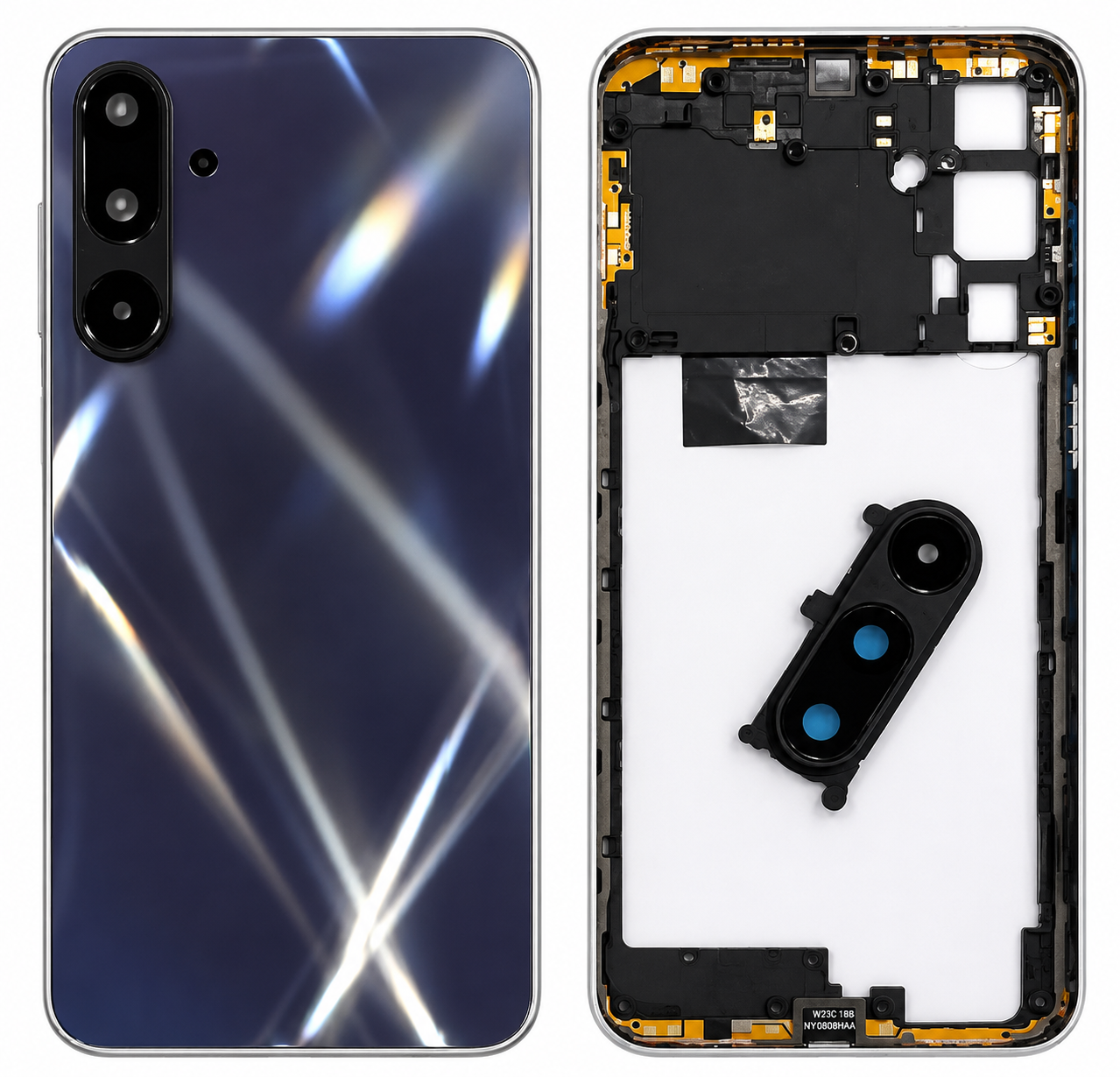 Compatible Replacement for Samsung Galaxy M16 5G Full Body Housing Back Frame Middle Chassis with Side Keys – Black & White
