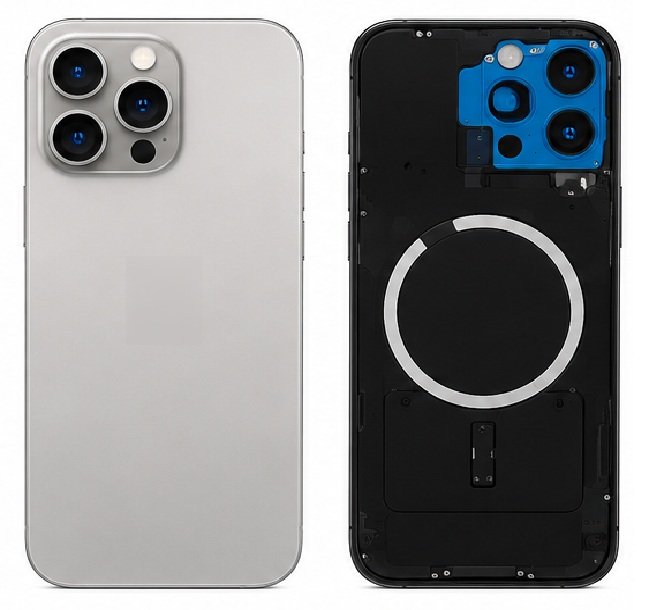 Compatible Replacement for iPhone 15 Pro Max Back Panel – Black, White, Blue & Grey Color: Grey
