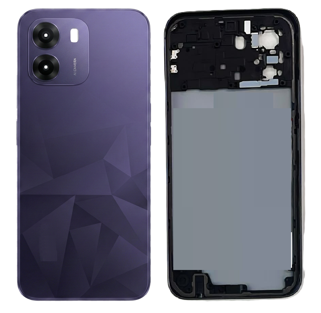 Compatible Replacement for OPPO K14x 5G Full Body Housing Back Frame Middle Chassis with Side Keys – Black & Blue
