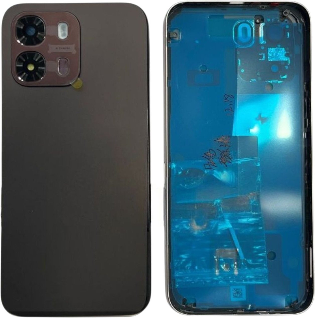 Oppo A6 Pro 5G Full Body Housing Replacement Back Frame Middle Chassis with Side Keys – Brown, Grey & Gold