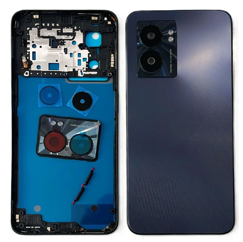 Realme Narzo 50 5G Full Body Housing Replacement Back Frame Middle Chassis with Side Keys – Black & Blue