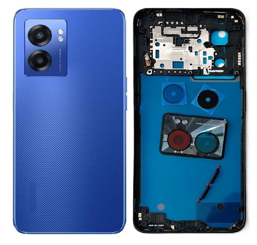Realme Narzo 50 5G Full Body Housing Replacement Back Frame Middle Chassis with Side Keys – Black & Blue