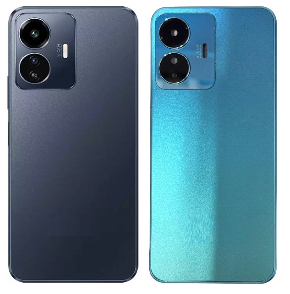 Compatible Replacement iQOO Z6 Lite 5G Full Body Housing Replacement Back Frame Middle Chassis with Side Keys – Black & Blue