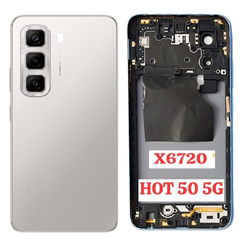 Infinix Hot 50 5G Full Body Housing Replacement Back Frame Middle Chassis with Side Keys – Black, White, Green & Blue