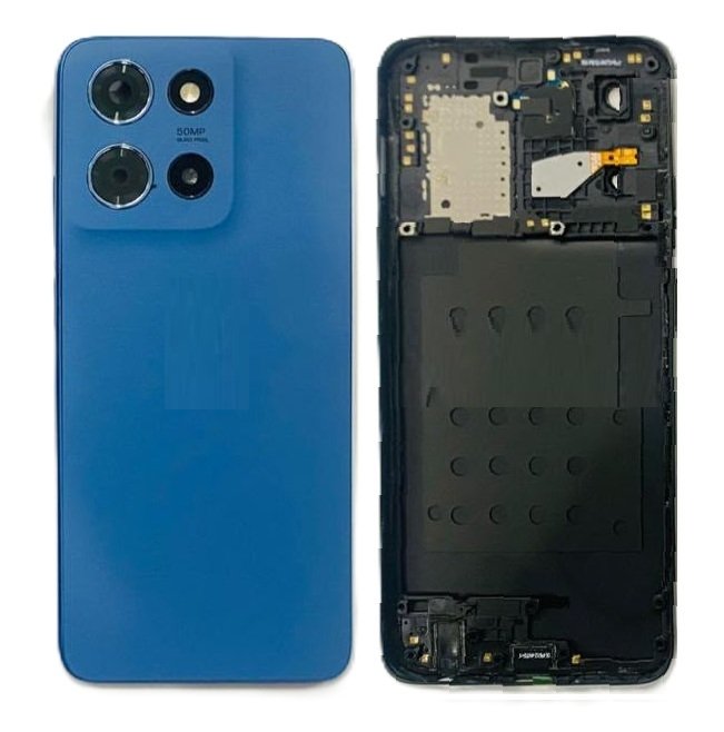 Motorola G 2025 5G Full Body Housing Replacement Back Frame Middle Chassis with Side Keys – Blue & Black