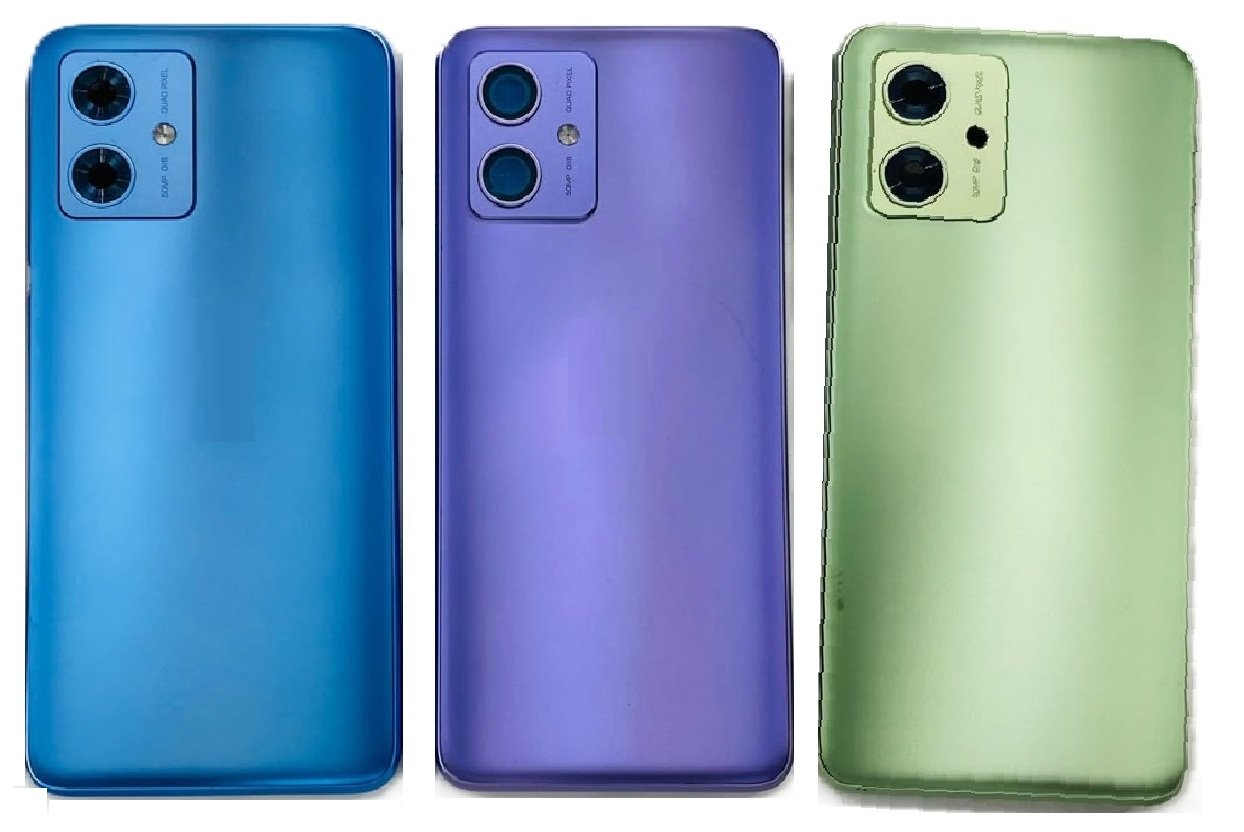 Compatible Replacement Motorola G64 5G Full Body Housing Replacement Back Frame Middle Chassis with Side Keys – Blue, Purple & Green