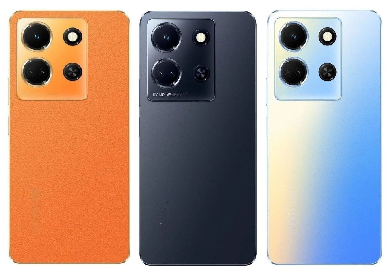 Compatible Replacement Infinix Note 30 5G Full Body Housing Replacement Back Frame Middle Chassis with Side Keys – Orange, Blue & Black