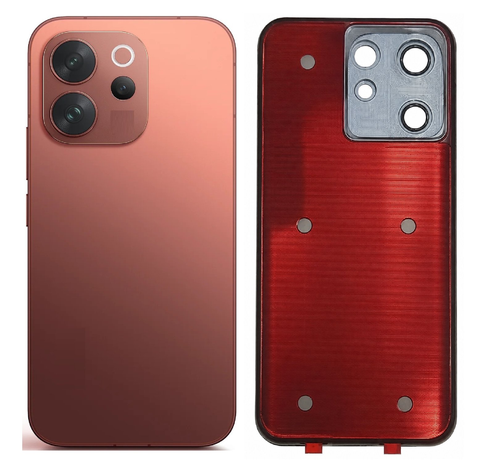Compatible replacement Vivo V70 5G Back Panel Battery Cover Replacement – Red & Black