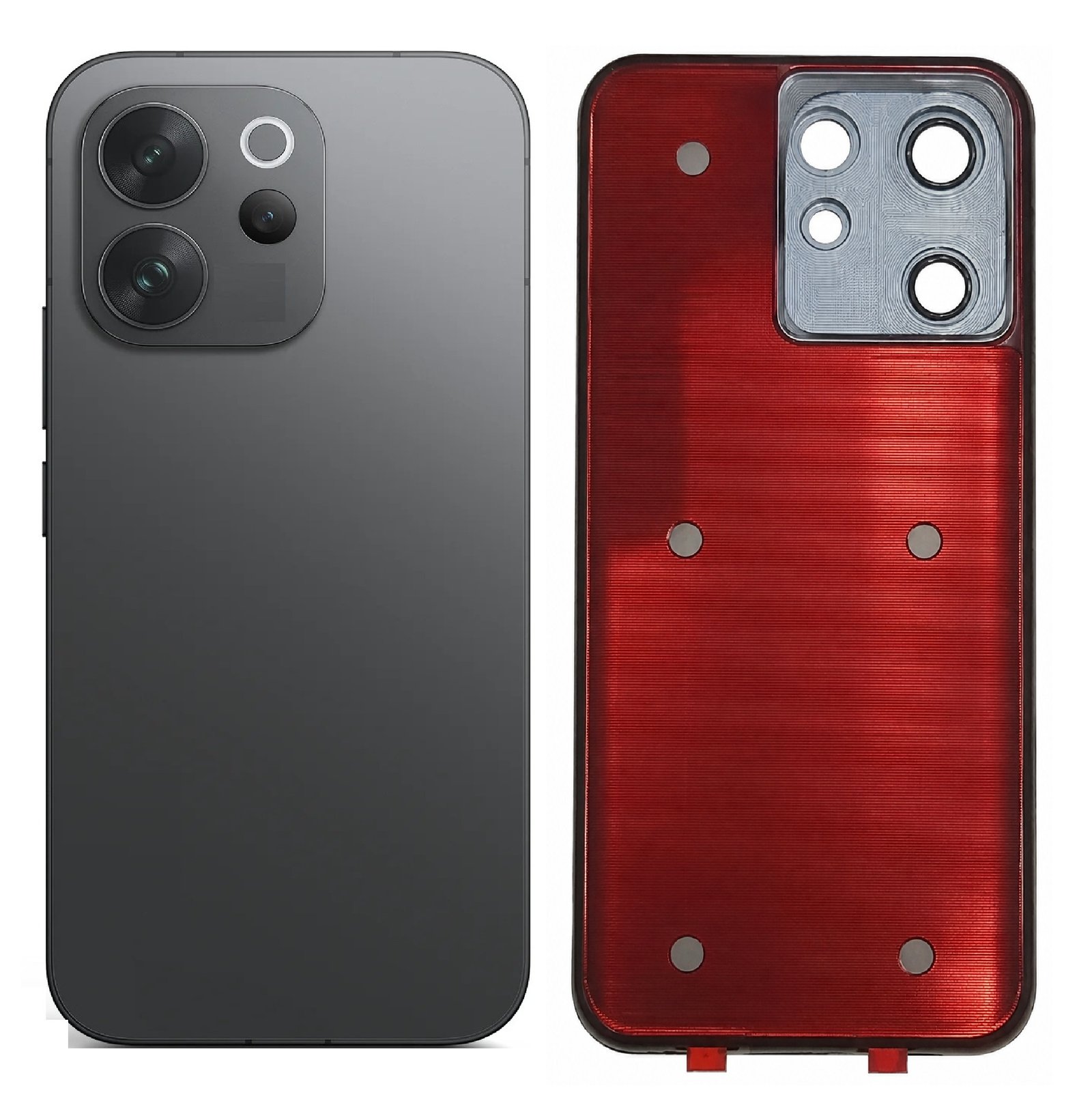 Compatible replacement Vivo V70 5G Back Panel Battery Cover Replacement – Red & Black Color: BLACK