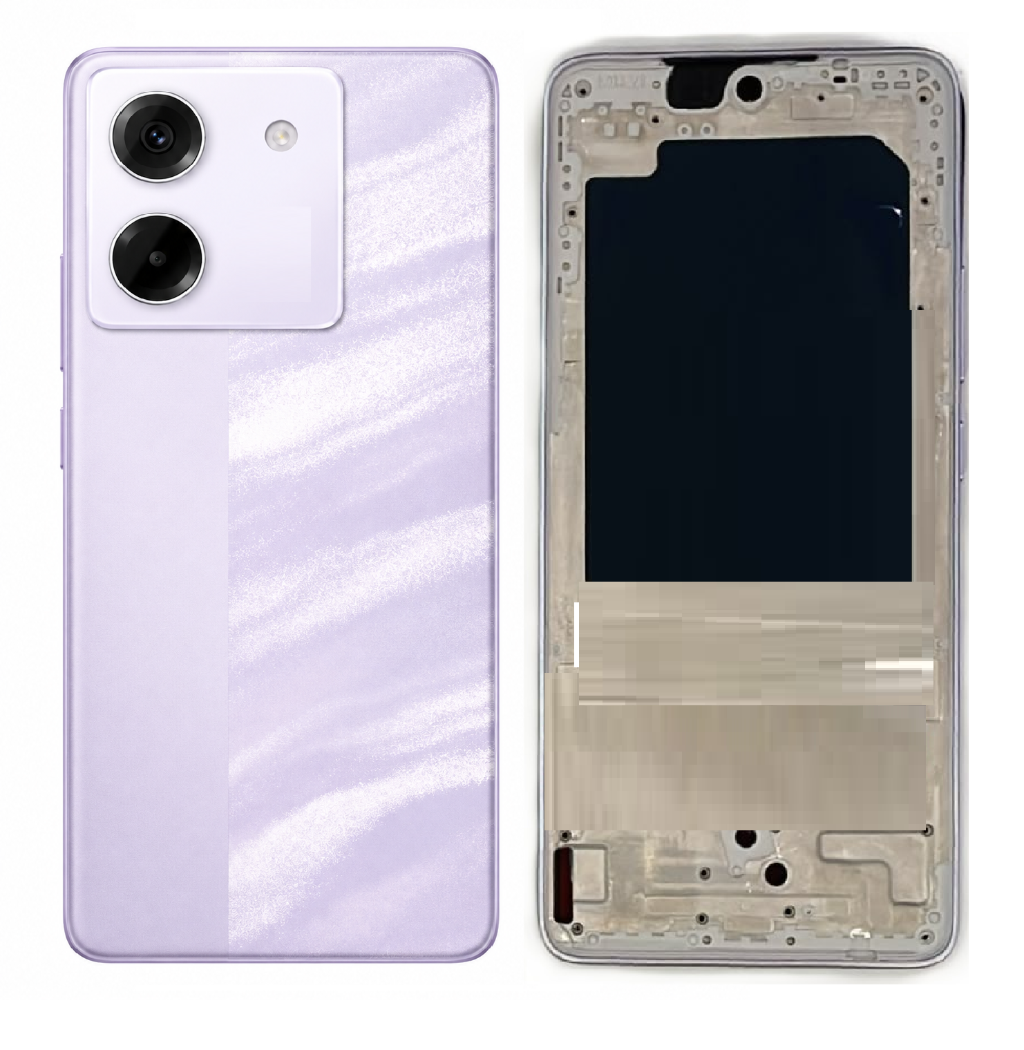Compatible Replacement for POCO M7 Pro 5G Full Body Housing Back Frame Middle Chassis with Side Keys – Black & Purple Color: PURPLE
