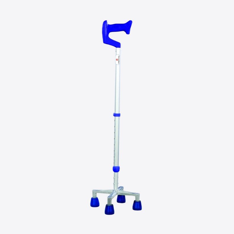 Compatible Replacement Senior Citizen Support Walking Stick with Large Base 4-Leg Quadripod