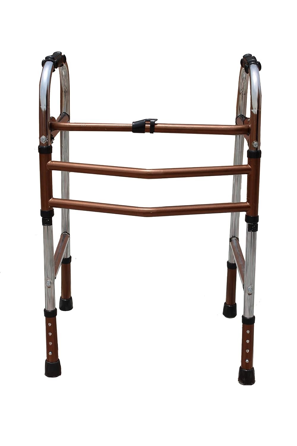 Height Adjustable Folding Walker with Double Bar for Elderly & Senior Citizens