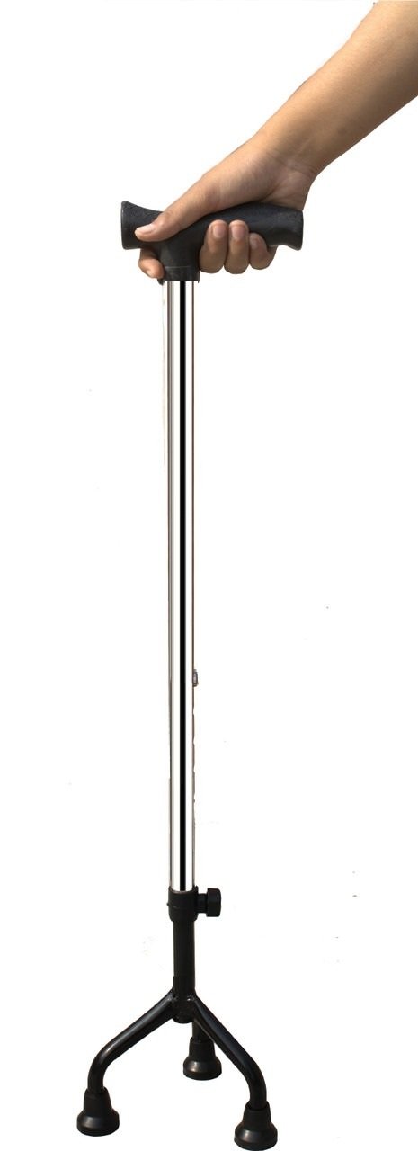 Height Adjustable 3 Leg Tripod Walking Stick with Black Base for Senior Citizens