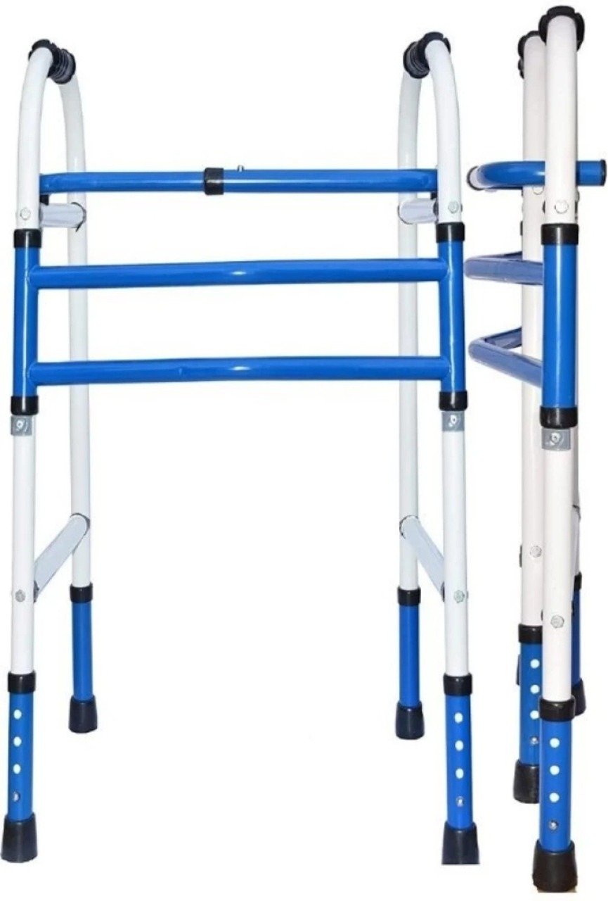 Compatible Replacement Height Adjustable Folding Walker with Double Bar for Elderly & Senior Citizens