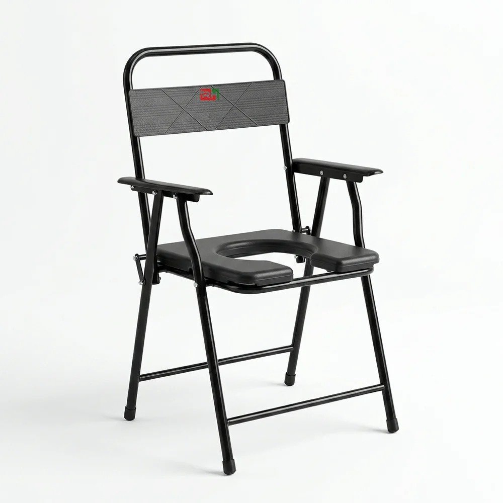 Compatible Replacement Folding Commode Chair with Armrest & Backrest for Elderly and Senior Citizens