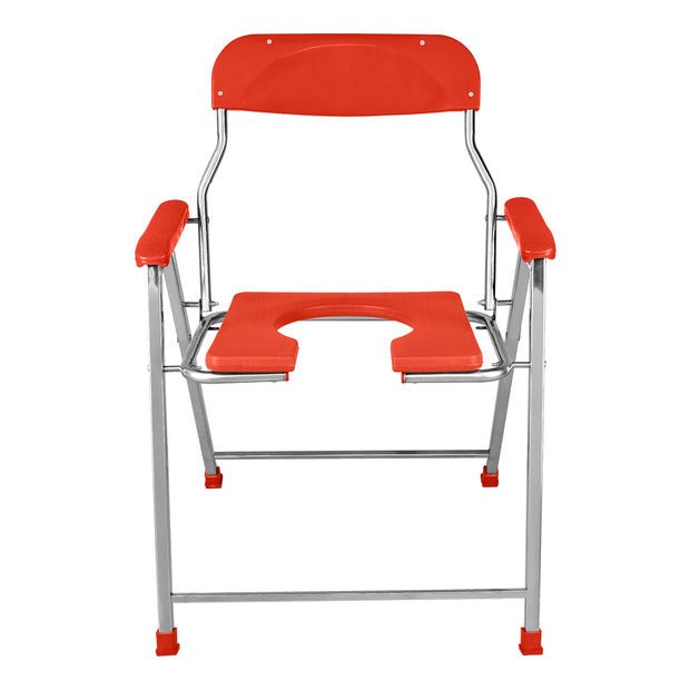 Compatible Replacement Red Commode Chair with Armrests & Backrest for Elderly and Senior Citizens