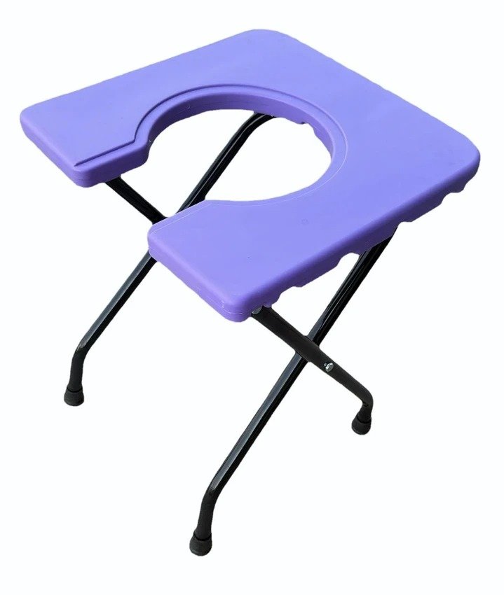 Compatible Replacement Purple Foldable Commode Stool with U Shape Toilet Seat for Elderly & Senior Citizens