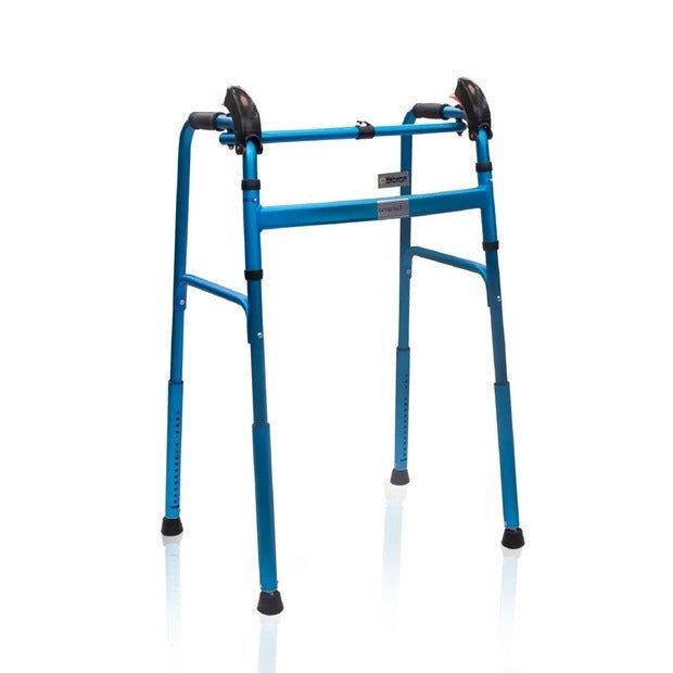 Compatible Replacement Blue Height Adjustable Folding Walker with Hand Grips for Elderly & Senior Citizens