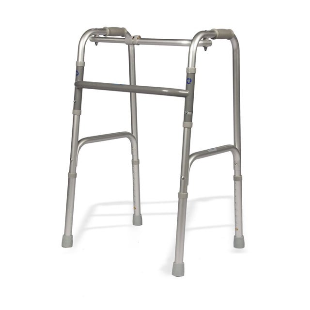 Compatible Replacement Silver Height Adjustable Folding Walker Without Wheels for Elderly & Senior Citizens