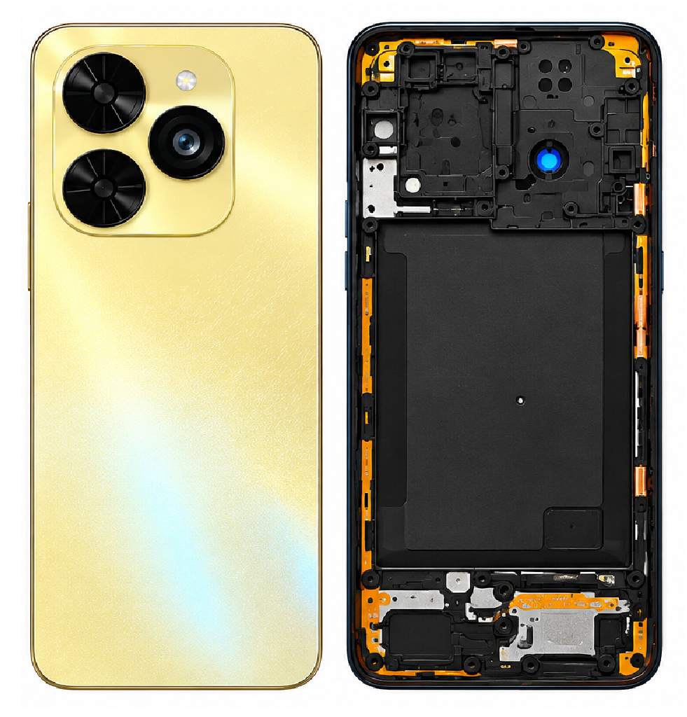 Compatible Replacement for Tecno Pop 8 BG6 4G Full Housing Body – Black, Blue & Gold Color: Gold