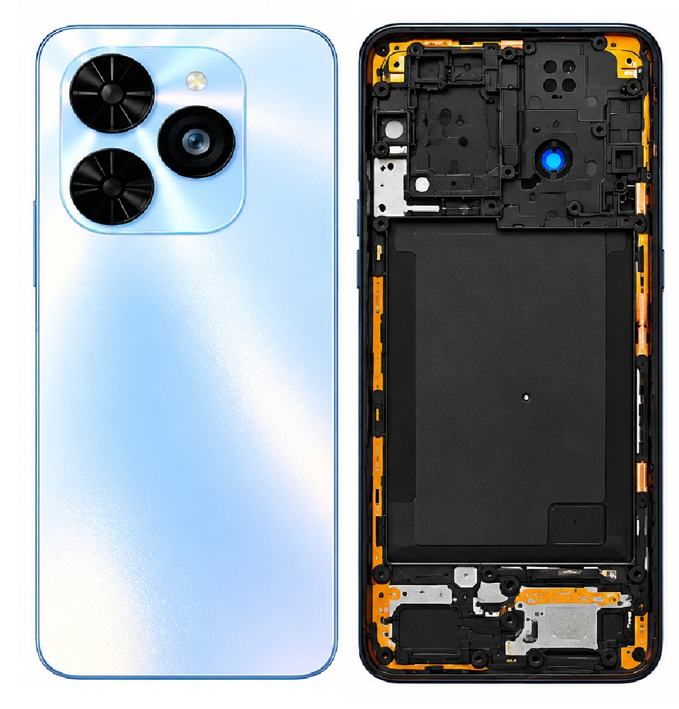 Compatible Replacement for Tecno Pop 8 BG6 4G Full Housing Body – Black, Blue & Gold Color: Blue