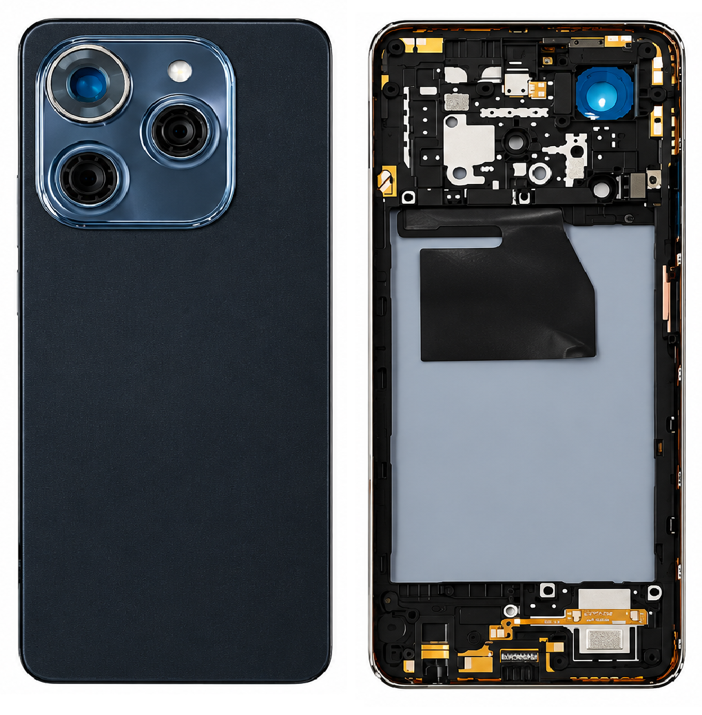Compatible Replacement for Tecno Spark 20 Pro 5G KJ6 Full Housing Body – Black & Gold