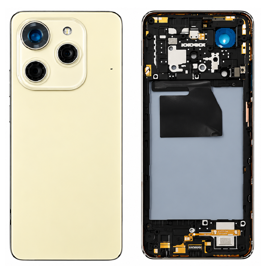 Compatible Replacement for Tecno Spark 20 Pro 5G KJ6 Full Housing Body – Black & Gold