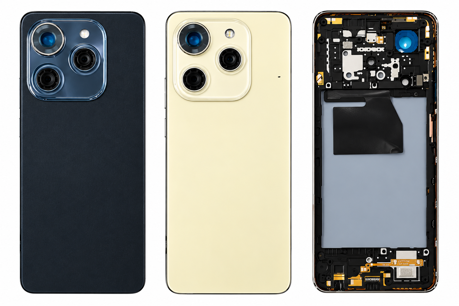 Compatible Replacement for Tecno Spark 20 Pro 5G KJ6 Full Housing Body – Black & Gold
