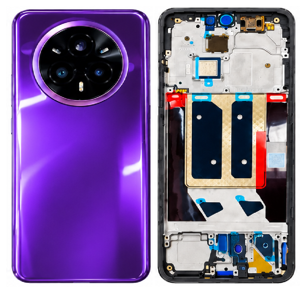 Compatible Replacement for Realme 14 Pro Plus Full Housing Body – Black, Blue, Purple & Gold