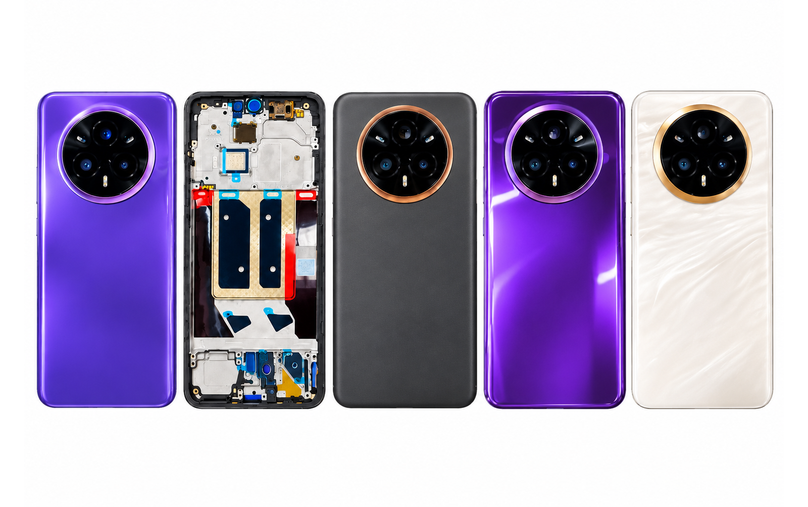 Compatible Replacement for Realme 14 Pro Plus Full Housing Body – Black, Blue, Purple & Gold