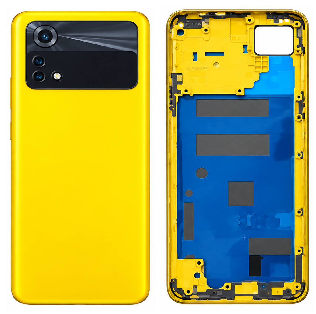 Compatible Replacement for POCO M4 Pro 4G Full Housing Body – Blue, Black & Yellow